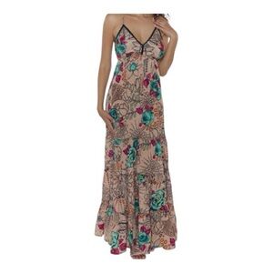 RAGA Floral Maxi Dress with Blue and Pink Accents